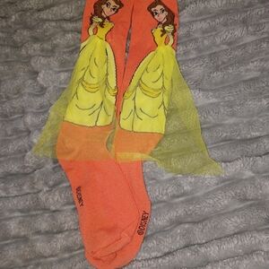 Disney Belle Orange and Yellow Character Socks